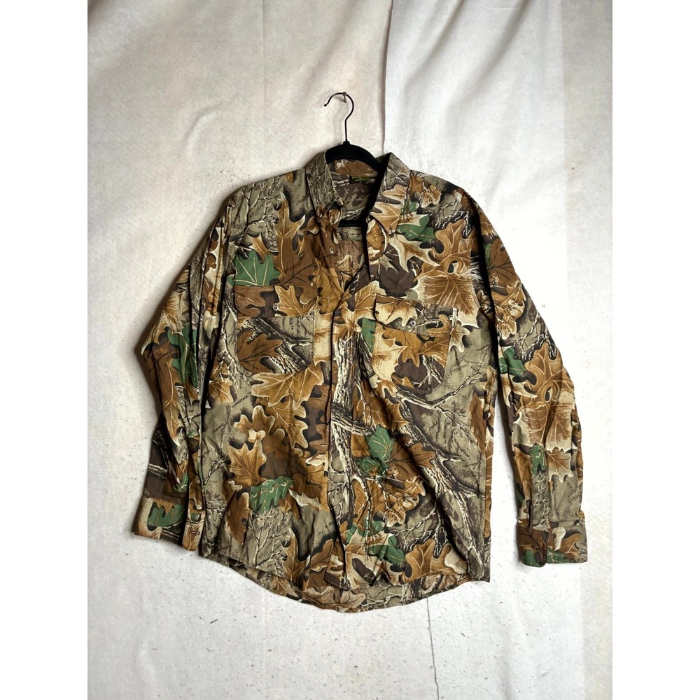 Spartan Advantage Shirt Men Medium Multicolor Mossy Oak Print Collar Button Down